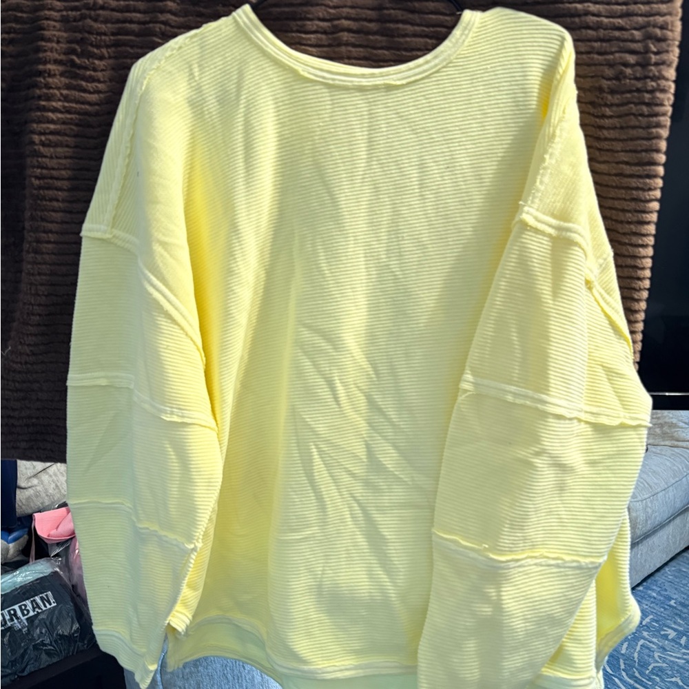 Yellow Ribbed Long Sleeve Top